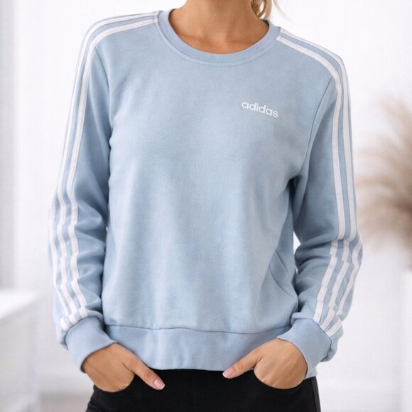adidas Tops - Adidas Light Blue 3-Stripe Crewneck Sweatshirt | Women's Size Small